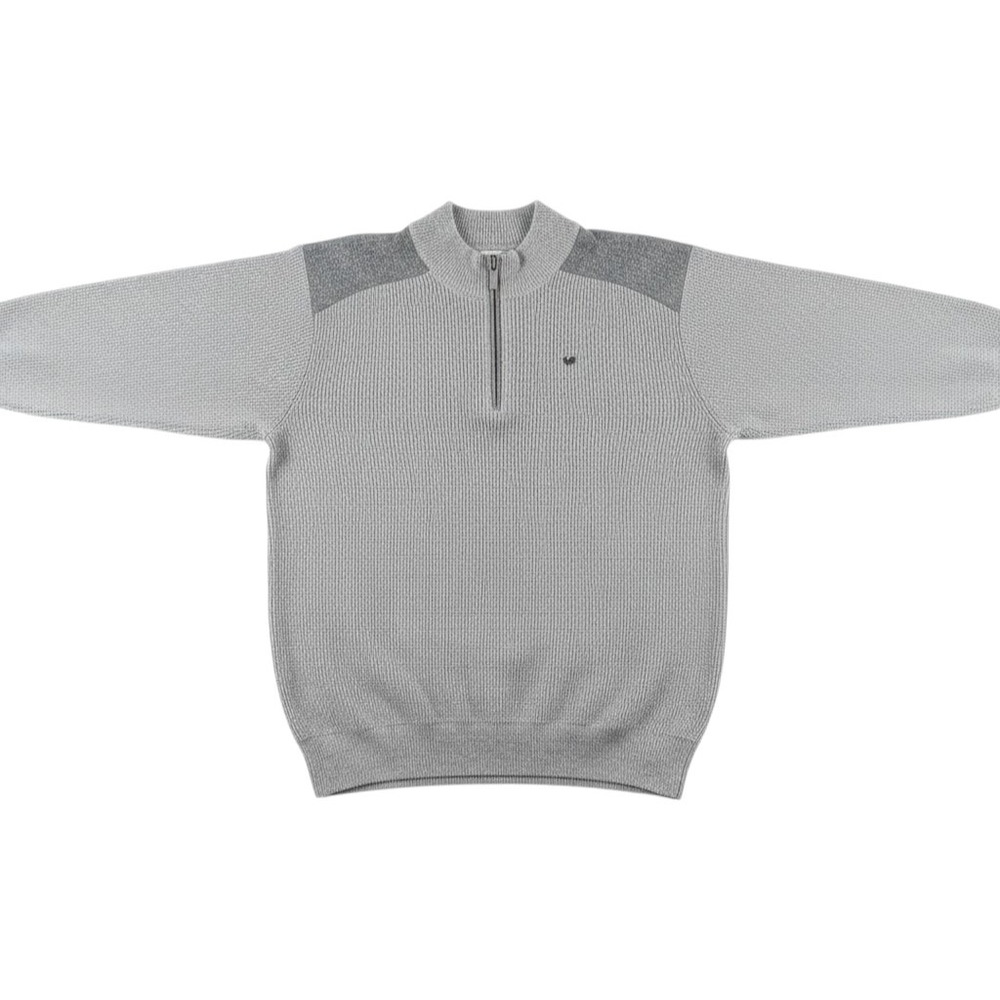 Peter Millar Mens Grey Ribbed Quarter Zip Sweater XXL Contrast Shoulders